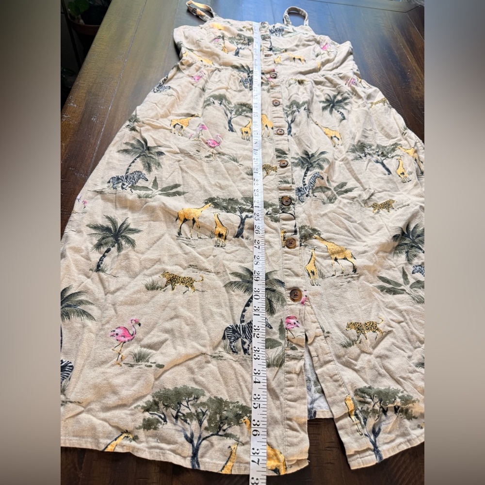 Old navy Safari Print tan Dress linen blend size large - Picture 7 of 8